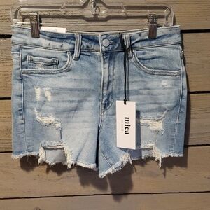 Mica Women's Light Blue Distressed Denim Shorts